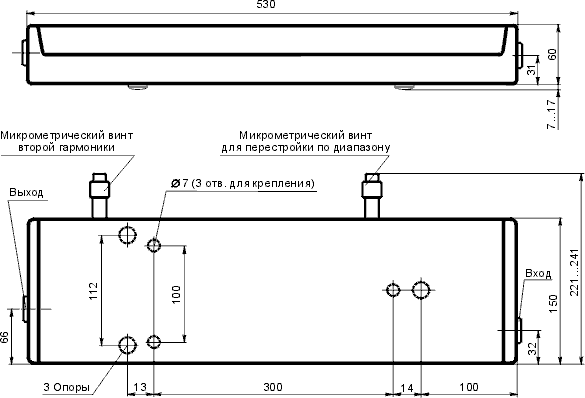 Габаритные размеры импульсного перестраиваемого титан-сапфирового (Ti:Sapphire) лазера CF125