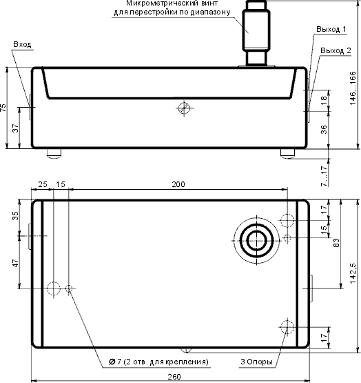 Габаритные размеры оптического параметрического генератора (осциллятора) света COPO2200 Chameleon