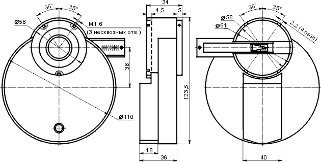 Фильтровое колесо FWS8 - Габаритный размеры